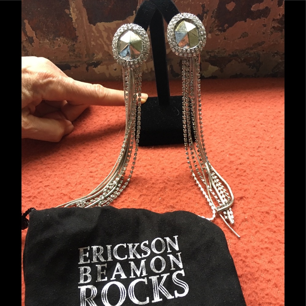 Erickson Beamon Rocks Silvertone Earrings